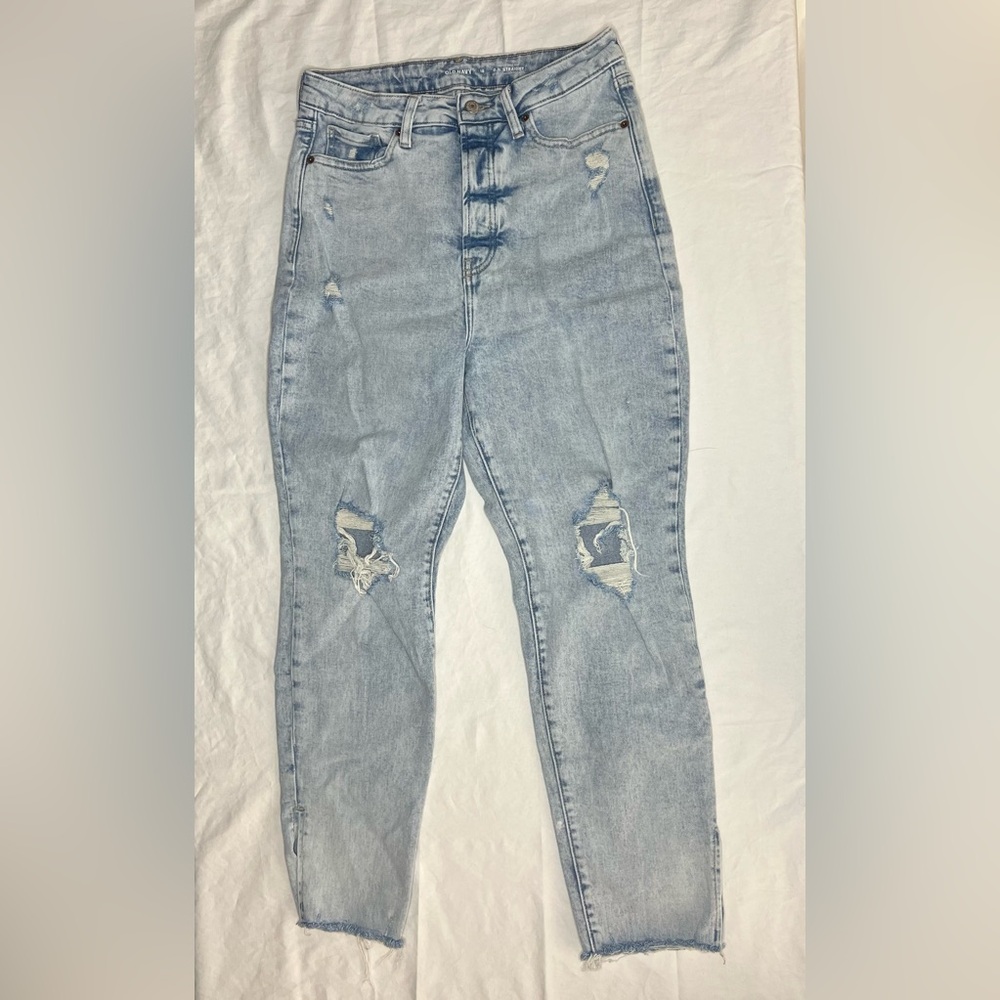 Old Navy Sky Blue High-Rise Ripped Jeans